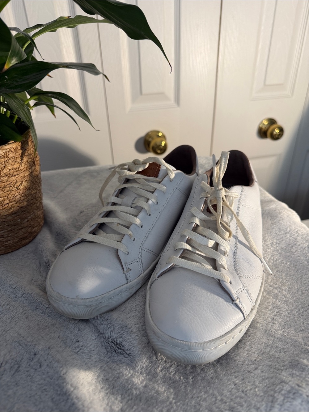 White Leather Low-Top Sneakers